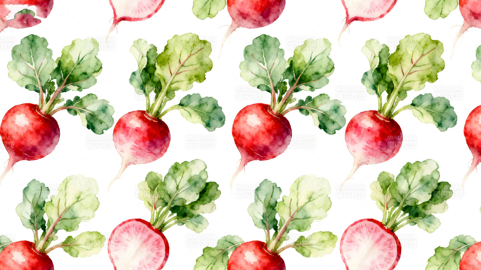 水彩萝卜图案重复排列-图片