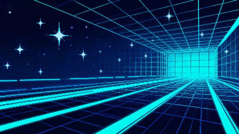 像素化未来空间星光闪烁-图片