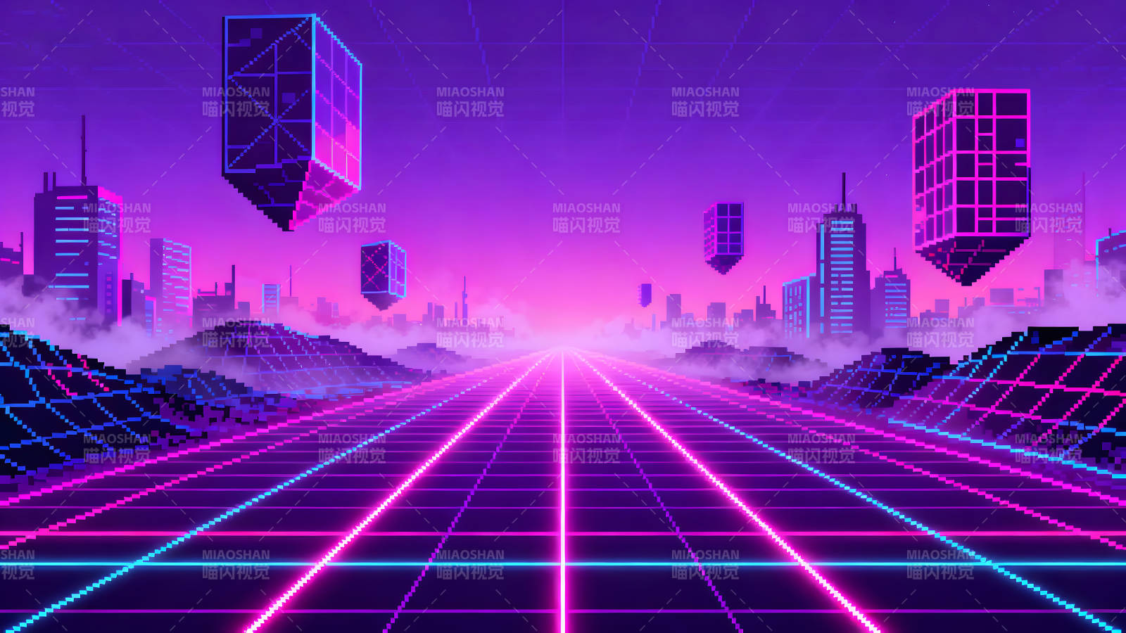 霓虹燈城市風(fēng)景像素化風(fēng)格圖片