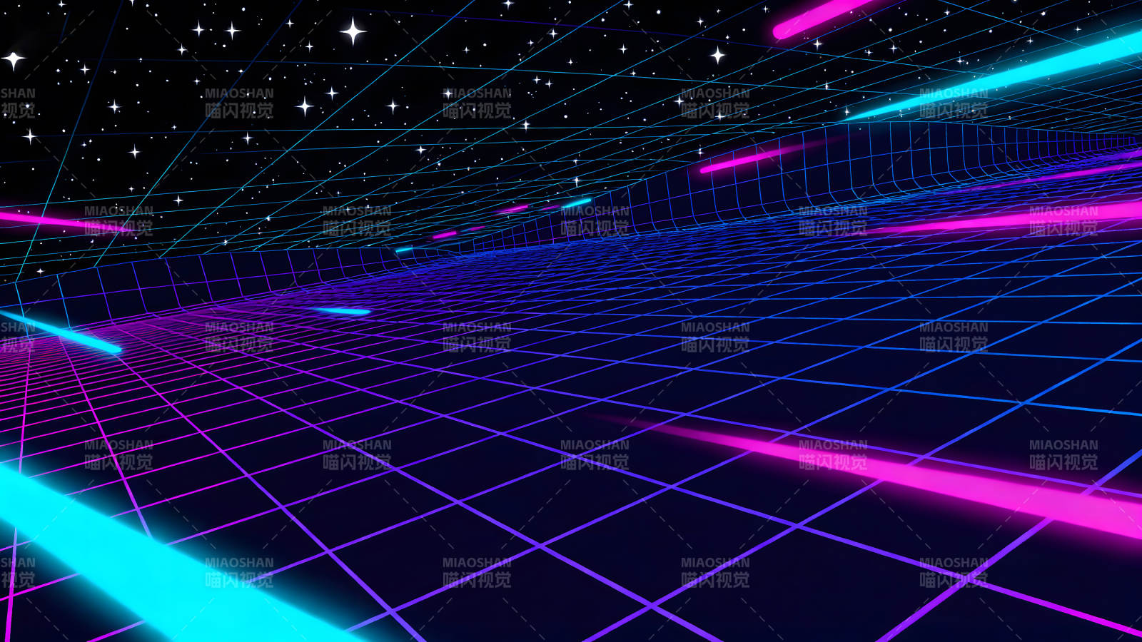 赛博朋克风格的网格与光线场景-图片