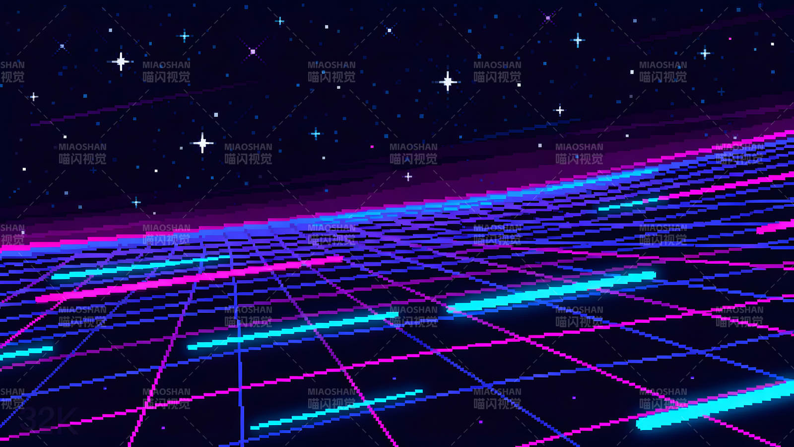 像素風復古賽博朋克星空-圖片