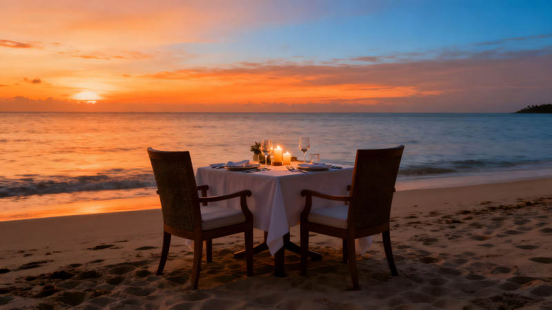 海边烛光晚餐浪漫场景-图片