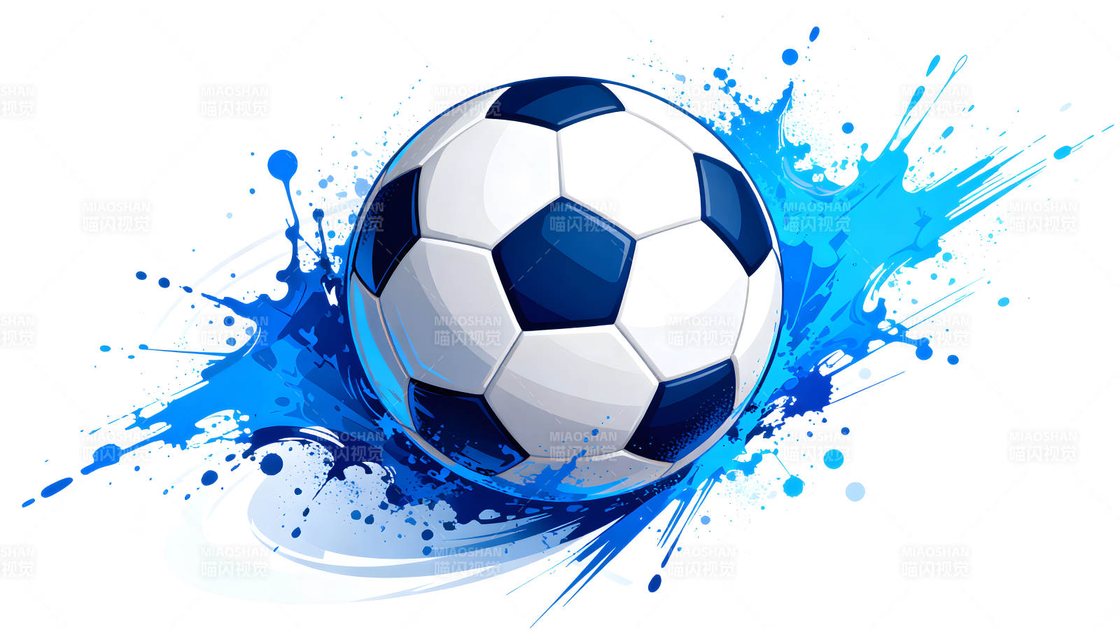 足球蓝色彩绘飞溅图片