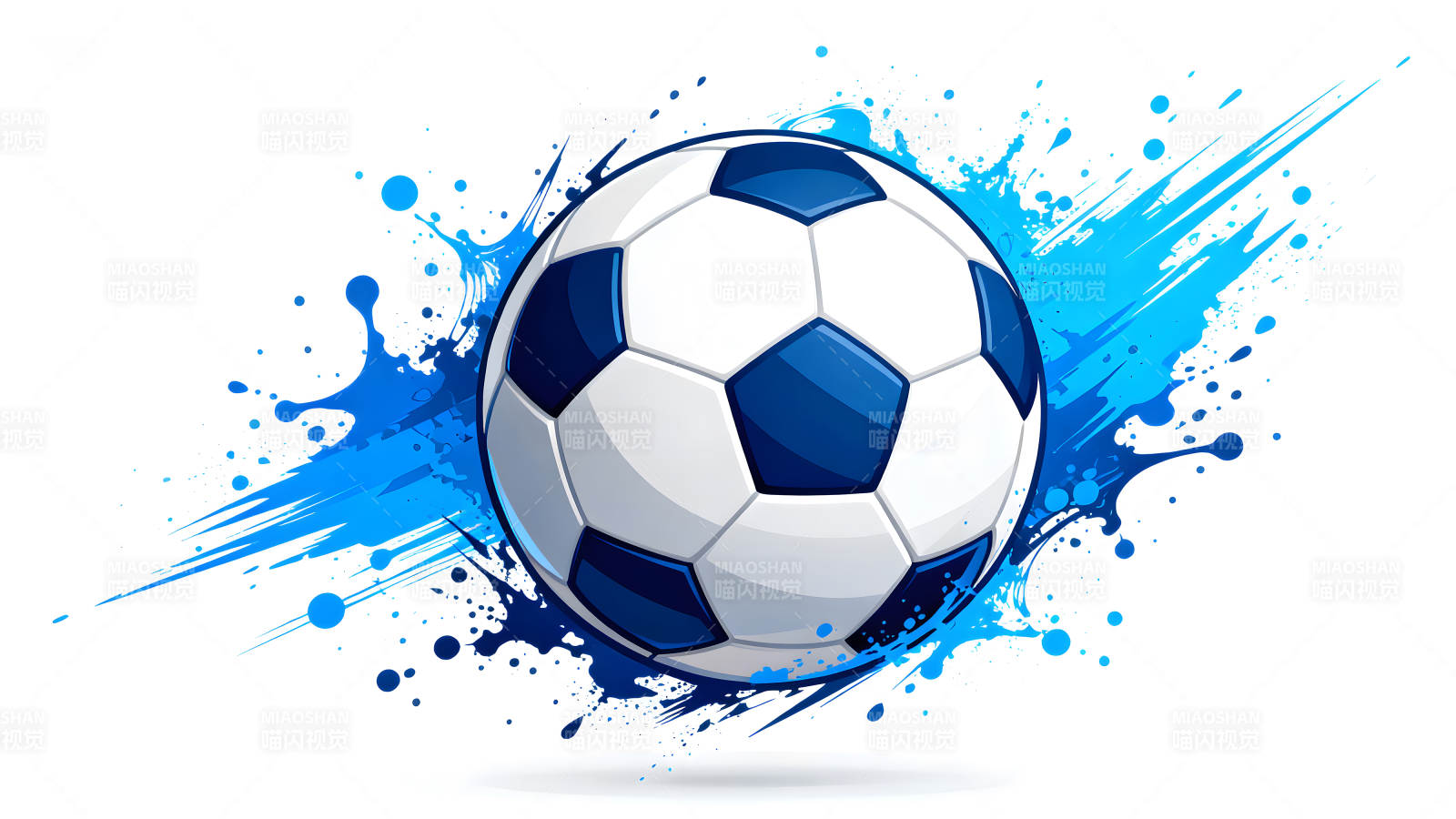 足球与蓝色飞溅的背景图片