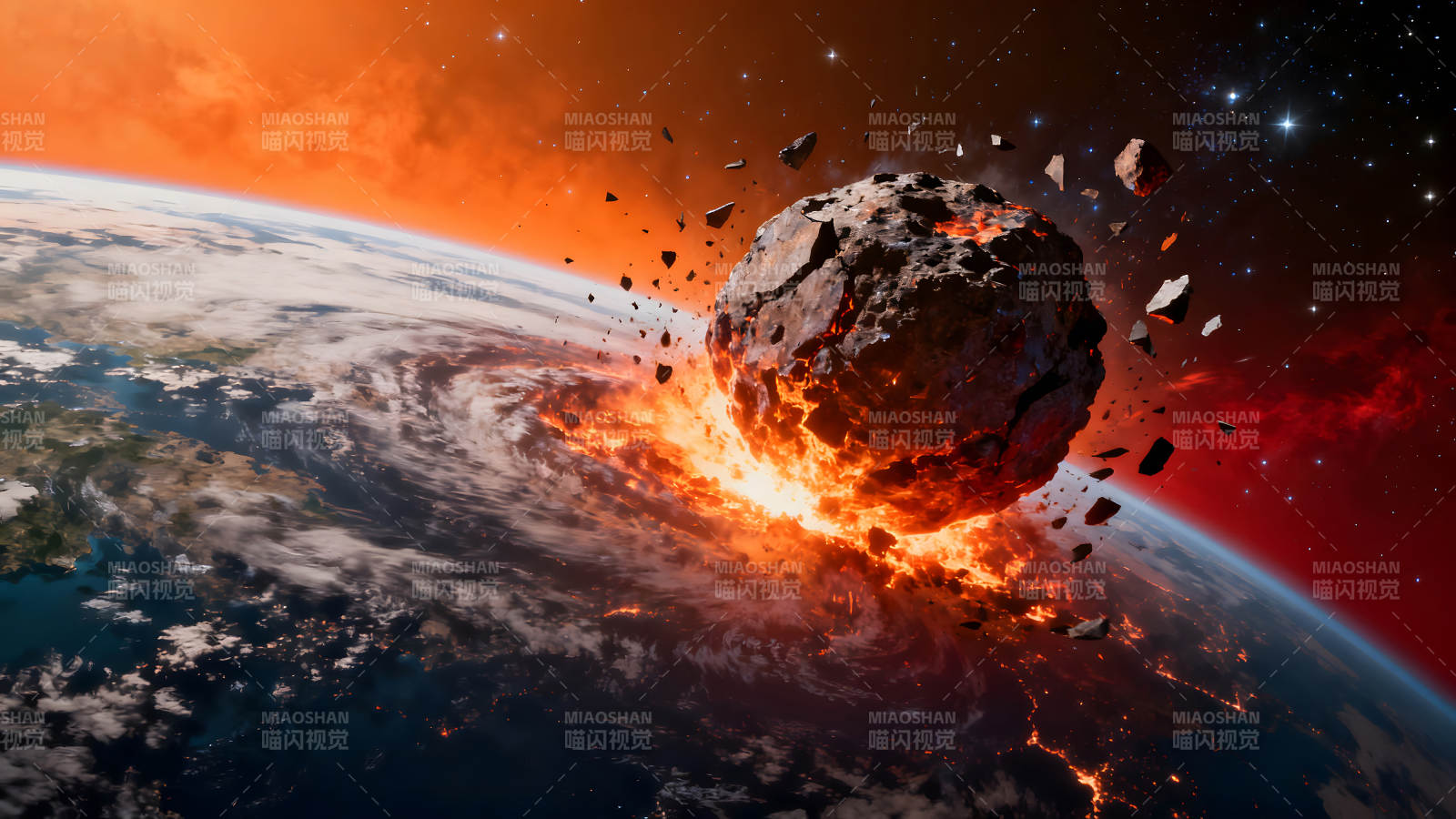 小行星撞擊地球場景震撼-圖片