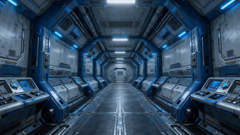 未來(lái)科技飛船內(nèi)部走廊-圖片