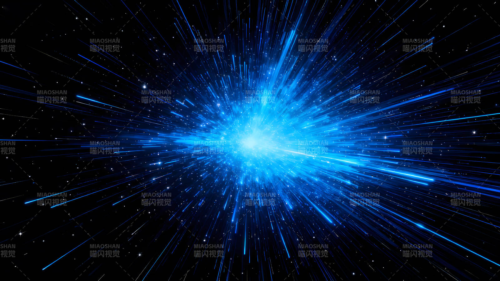 蓝色光芒爆发星空-图片