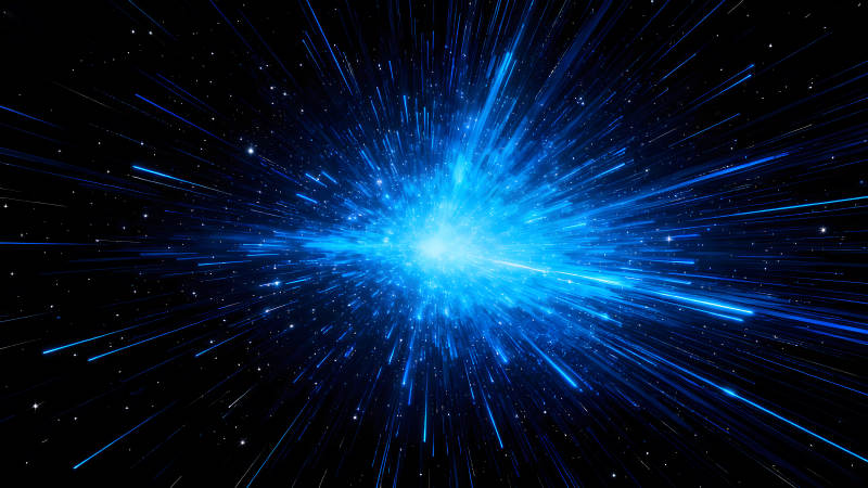 蓝色光芒爆发星空-图片