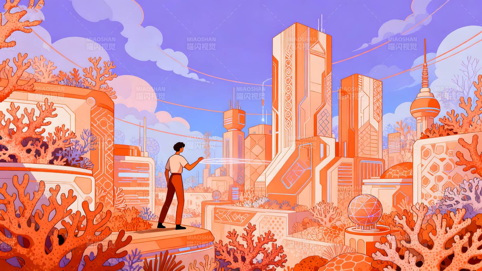 未來城市與珊瑚景觀-圖片