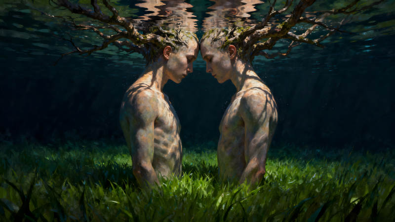 水下相拥的树人-图片