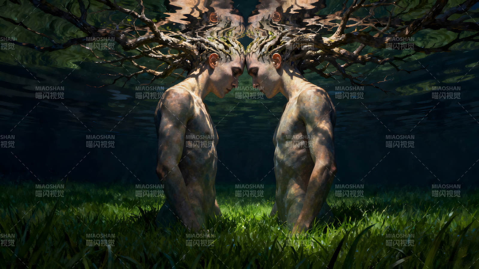 水下树人相依偎-图片