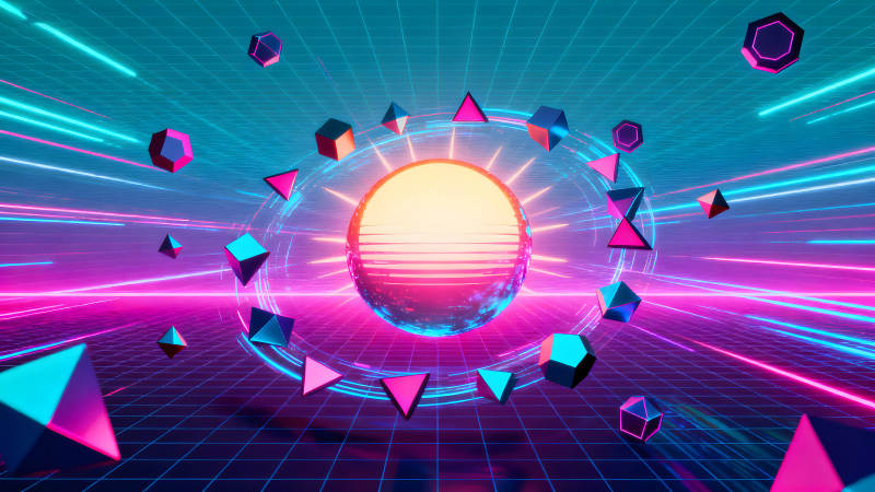 復古幾何風格數字藝術-圖片