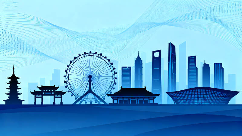 藍調城市風光剪影-圖片