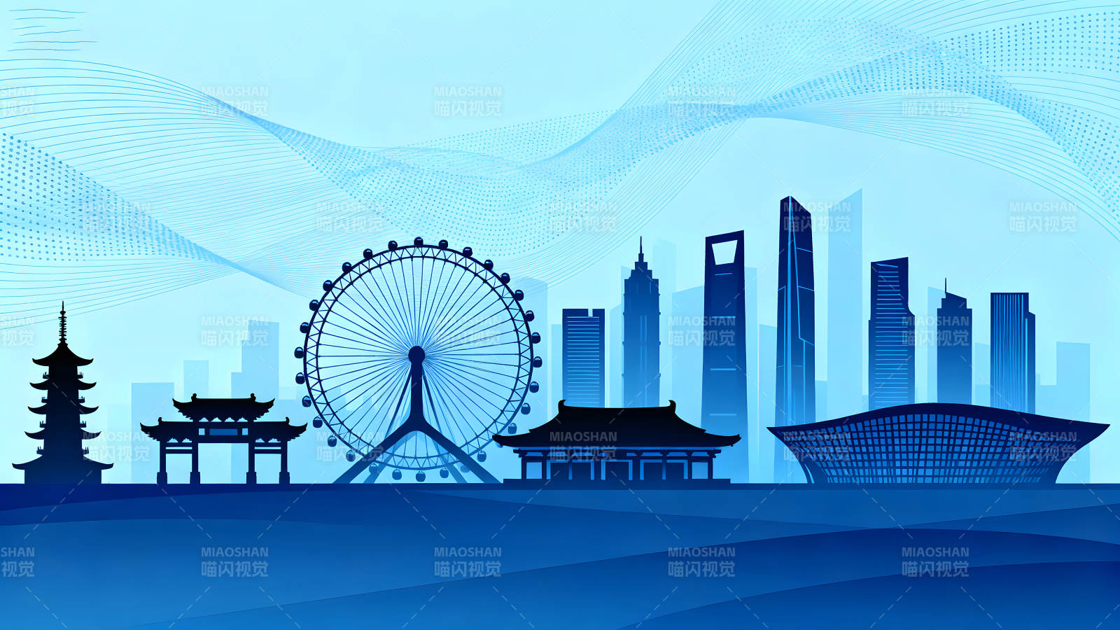 藍調城市風光剪影-圖片