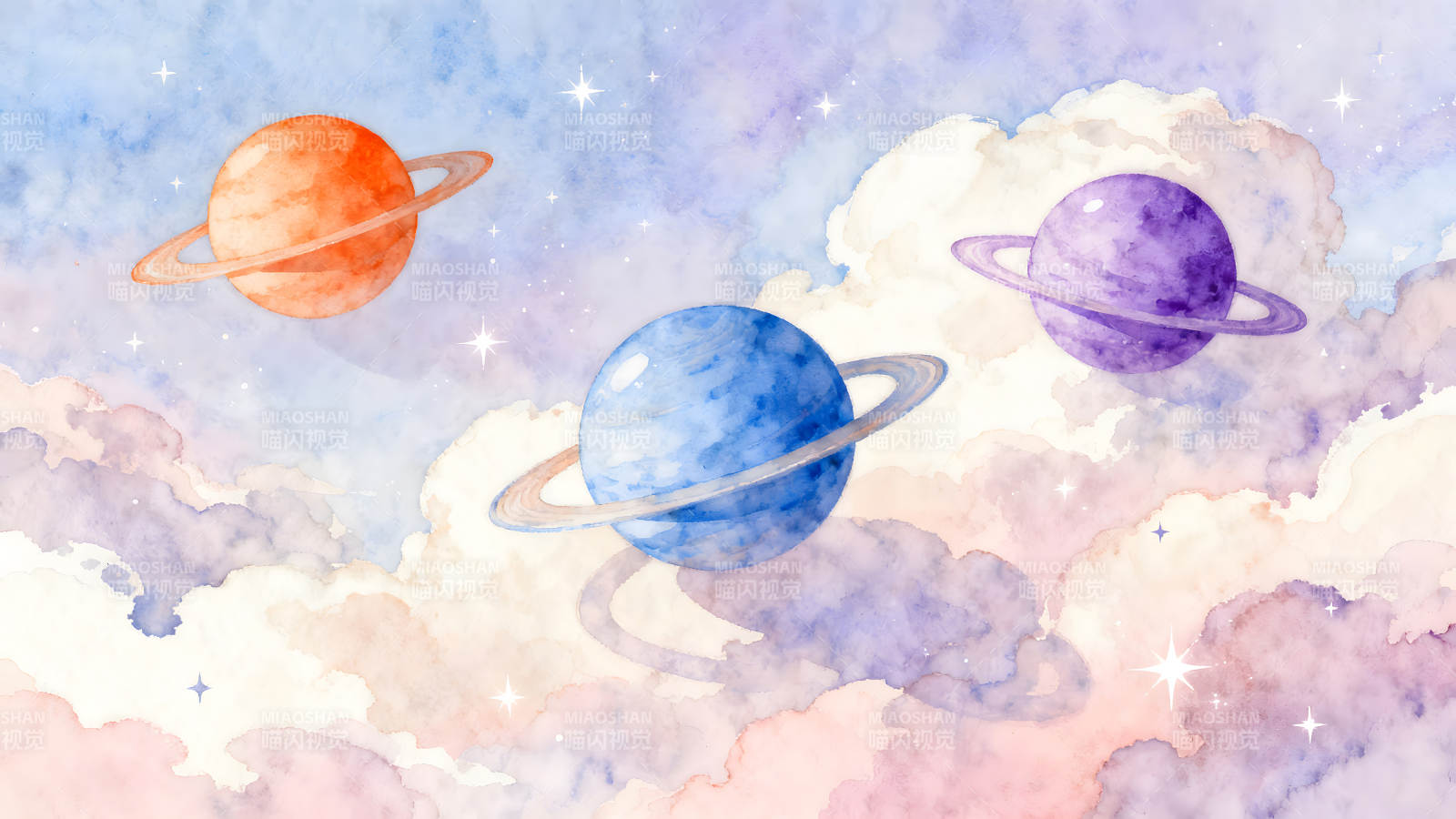 宇宙行星与梦幻云彩-图片