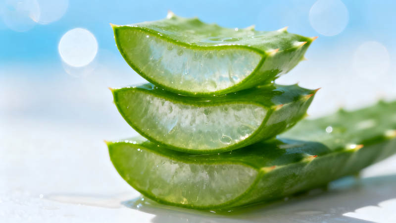 新鲜的芦荟切片特写-图片