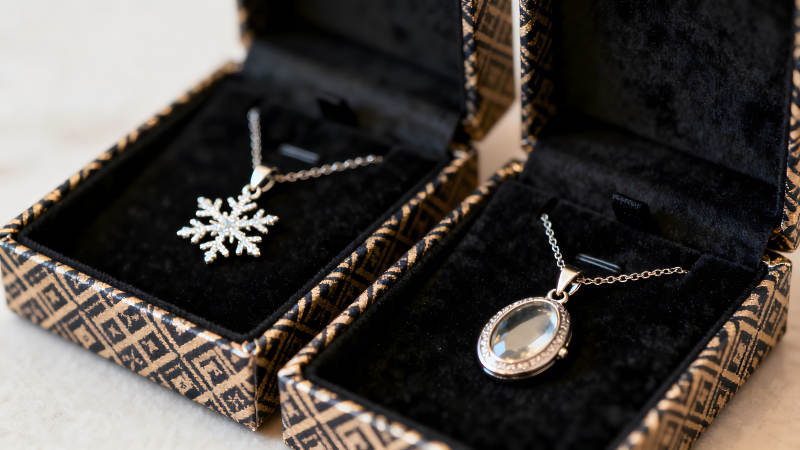 兩款首飾盒展示項鏈細節-圖片