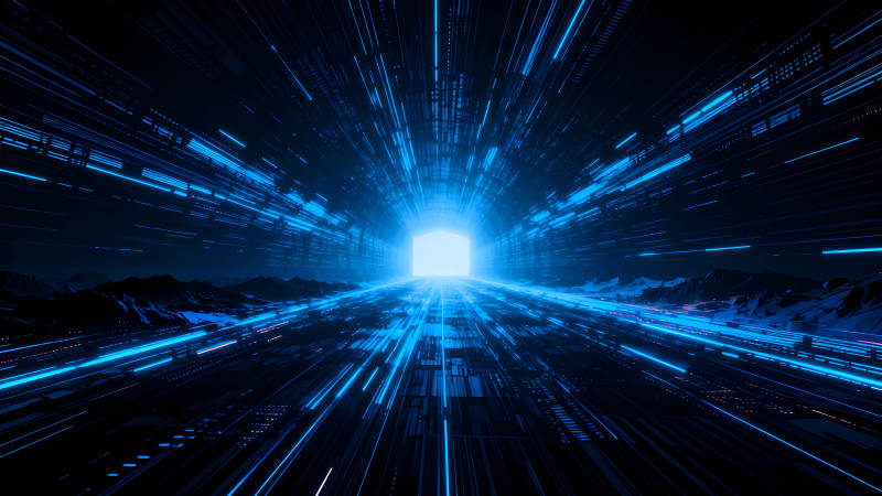 蓝色科幻隧道通向光明速度感强烈-图片