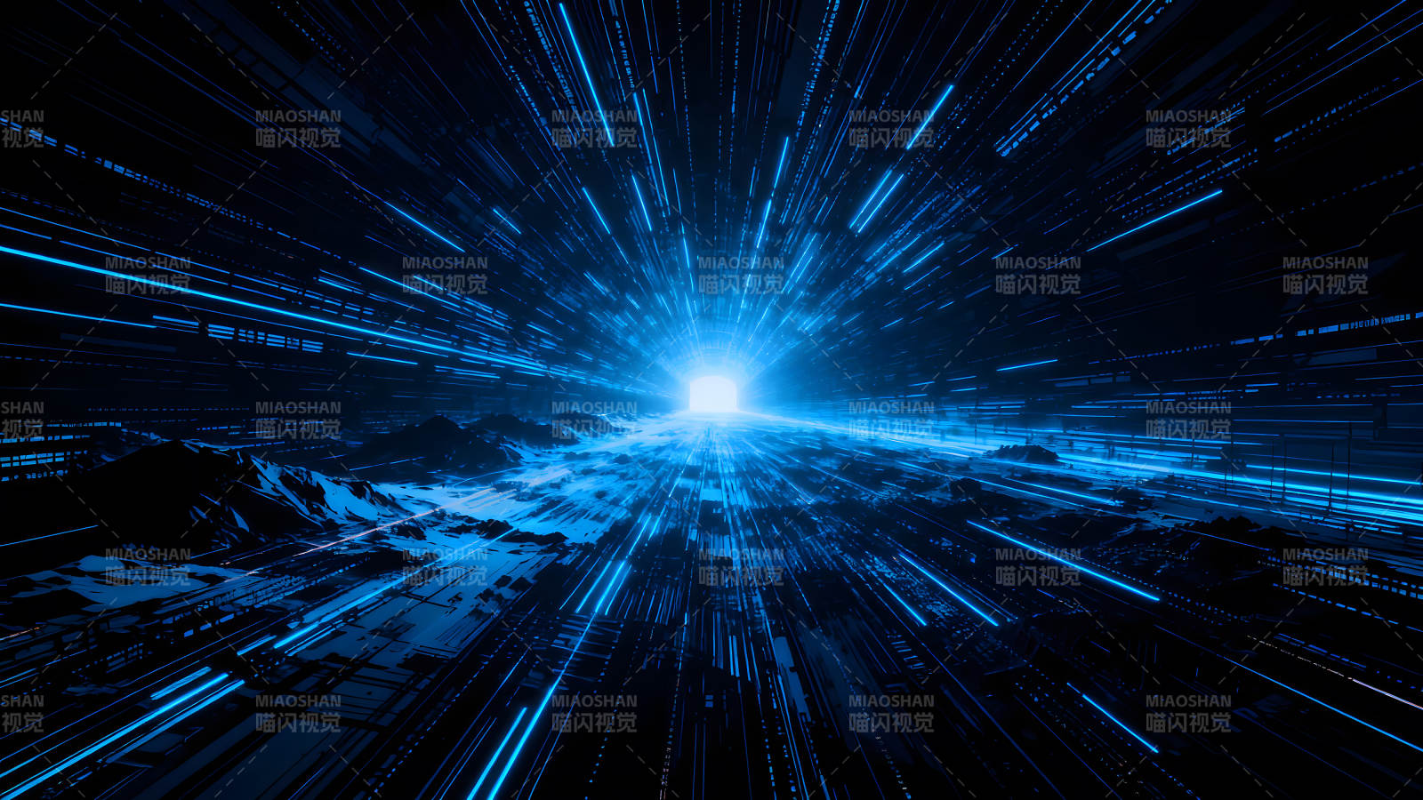 科幻隧道蓝光穿梭-图片