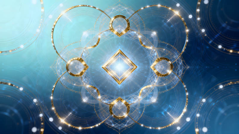 金色幾何圖形宇宙之光幻彩-圖片