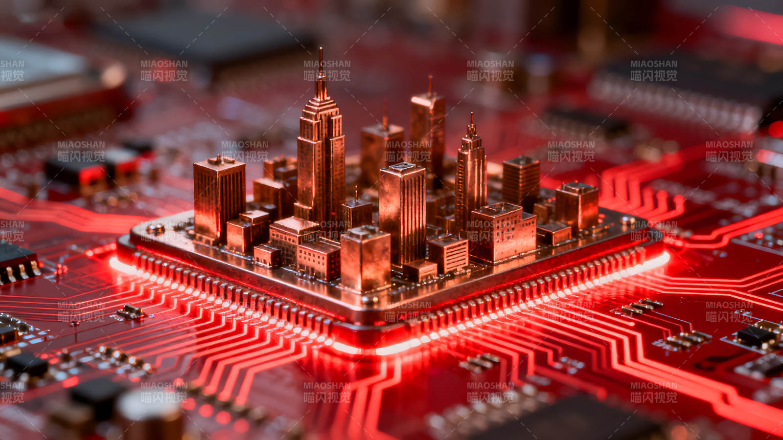 電路板上的微型城市-圖片