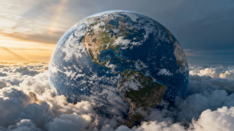 地球悬浮云层之上-图片