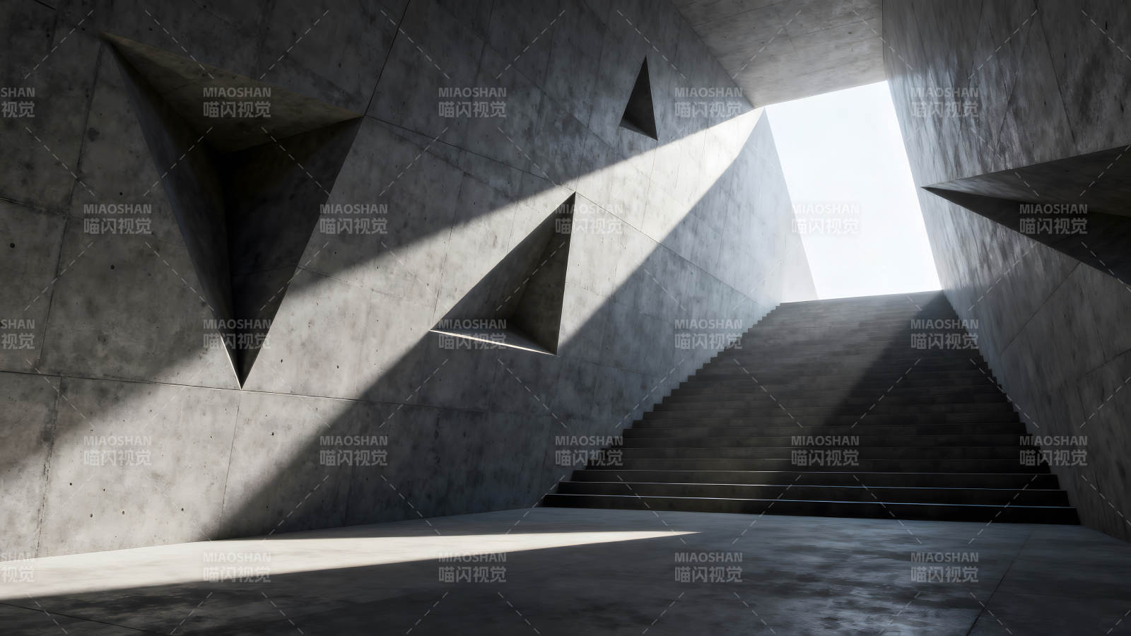 混凝土建筑的光影交错与空间图片