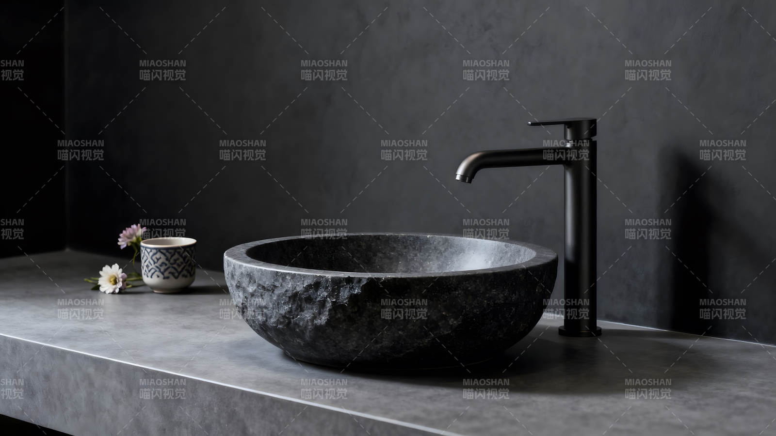 黑色浴室洗手盆细节图片