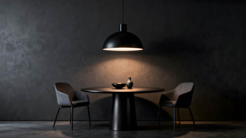 简约风格的黑色餐厅布置-图片