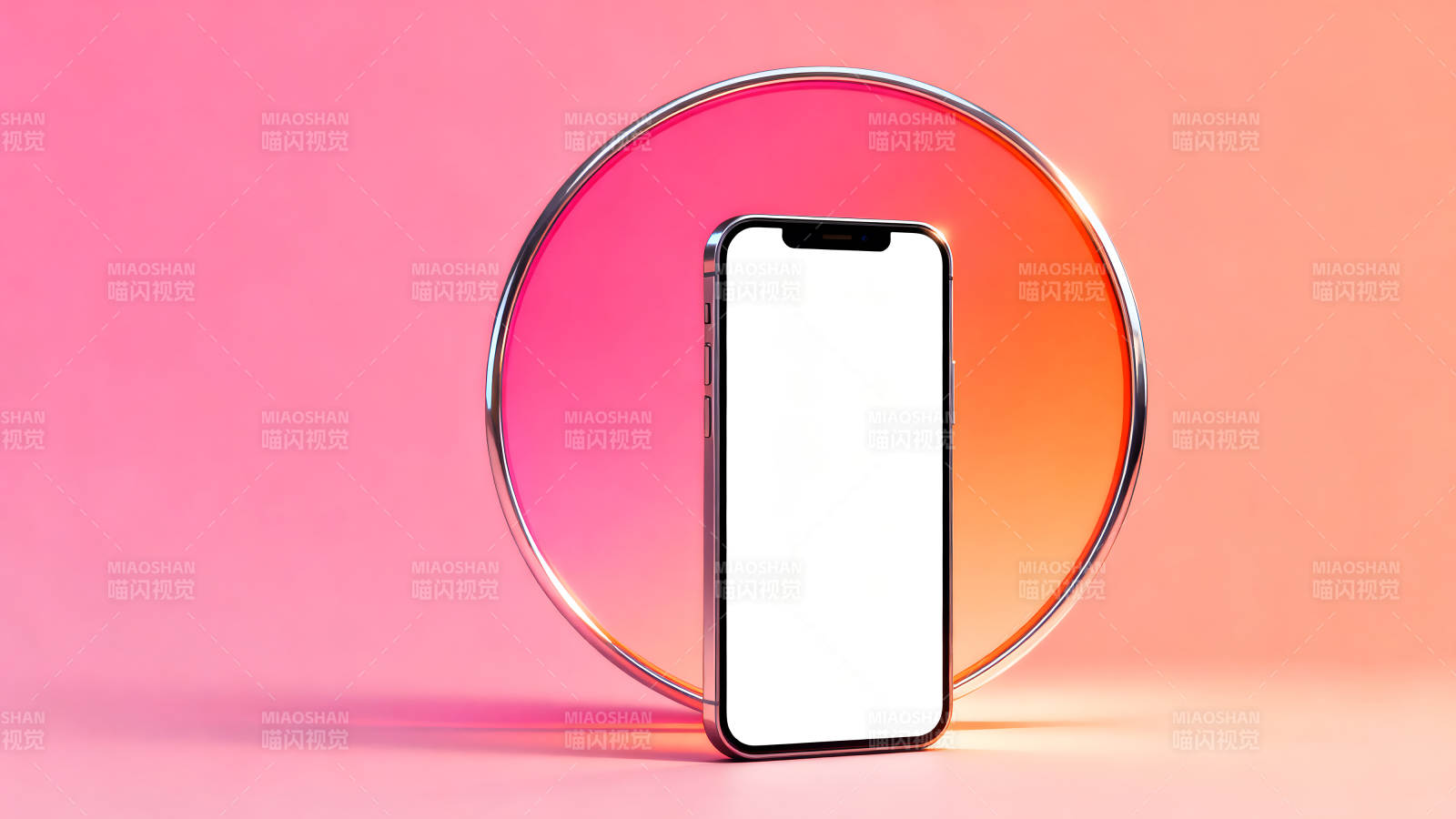 手機(jī)置于粉色背景下的創(chuàng)意展示-圖片