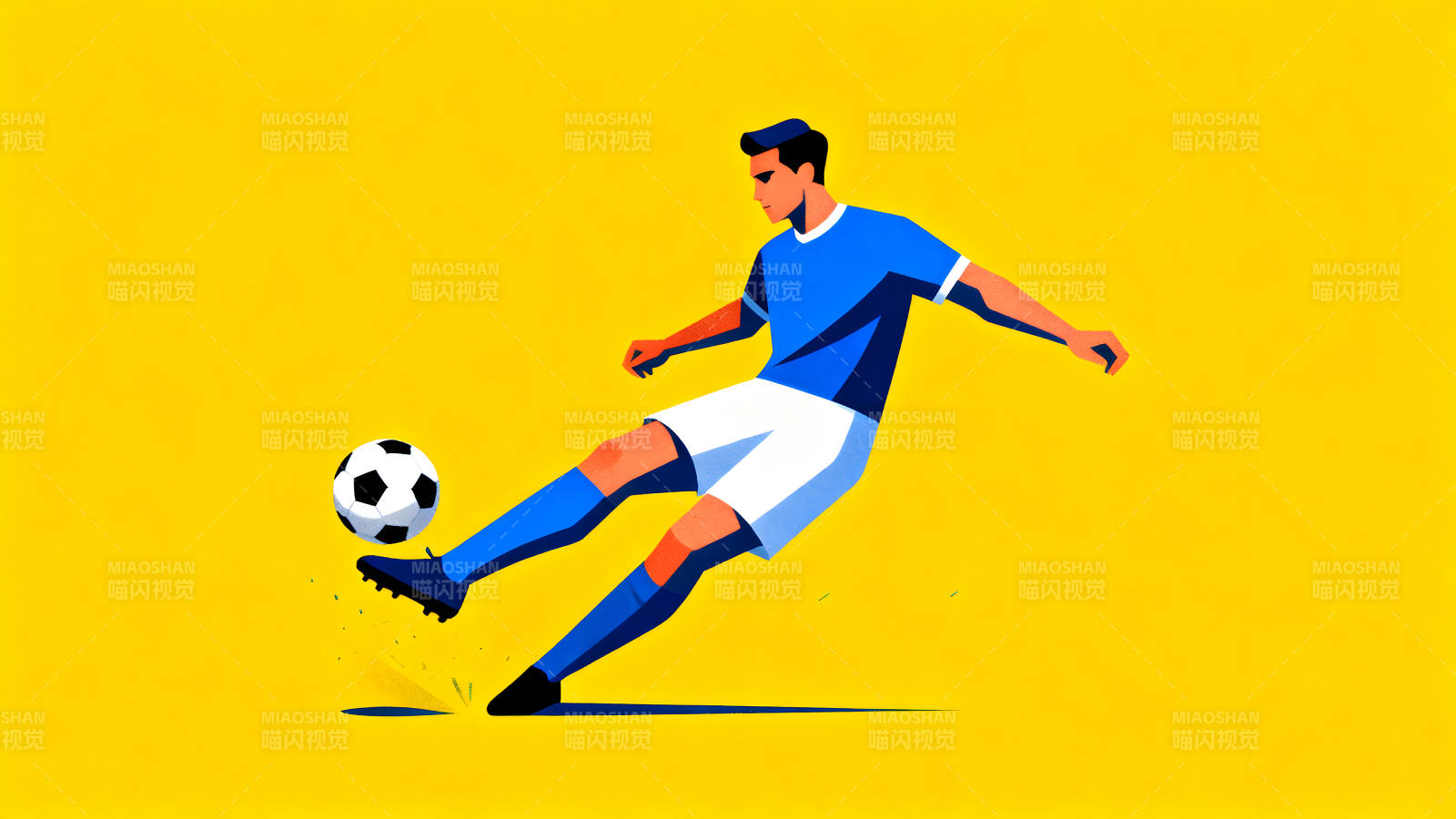 足球运动员踢球瞬间的艺术插画图片