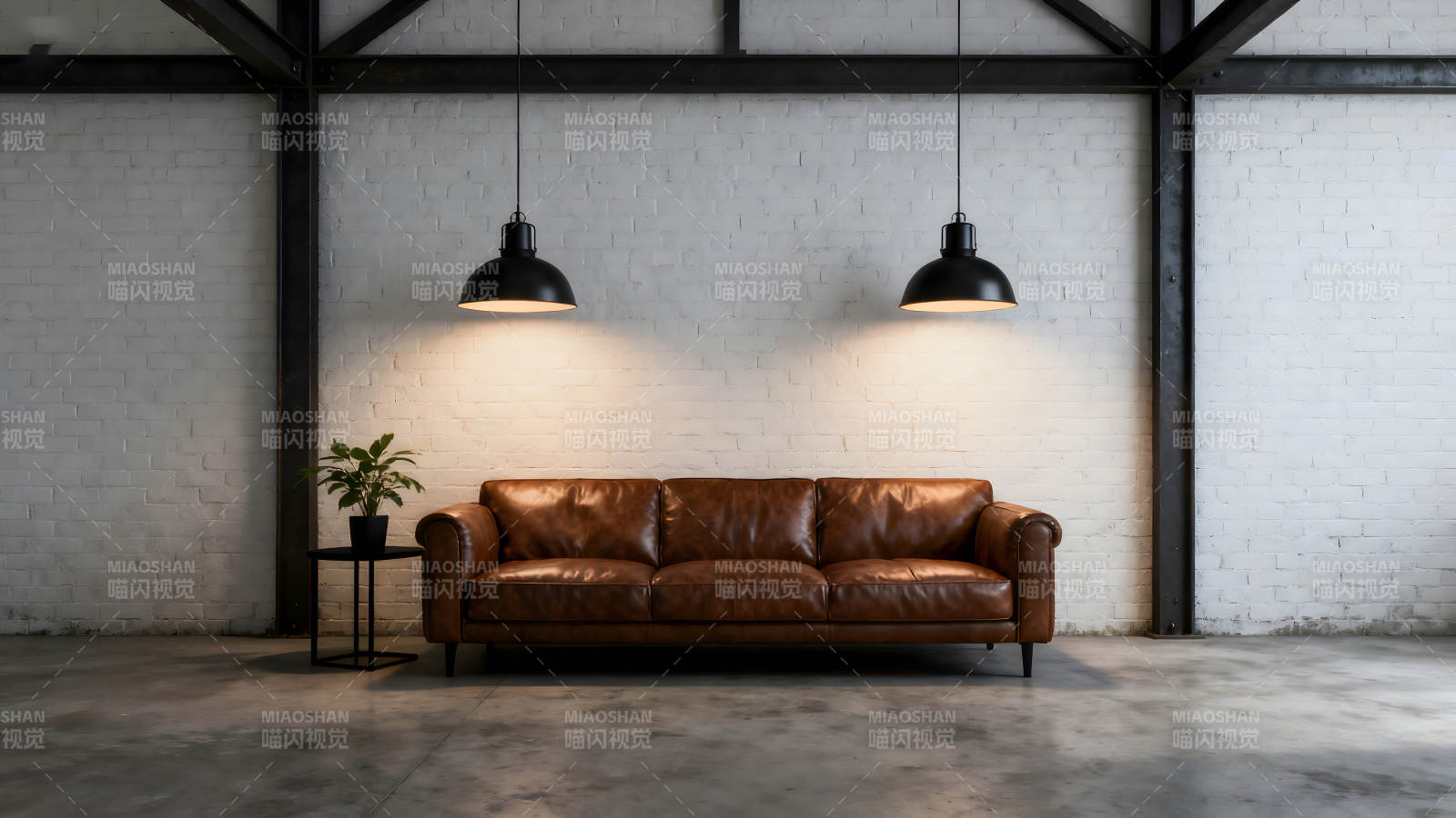 工業(yè)風(fēng)復(fù)古沙發(fā)搭配壁燈-圖片