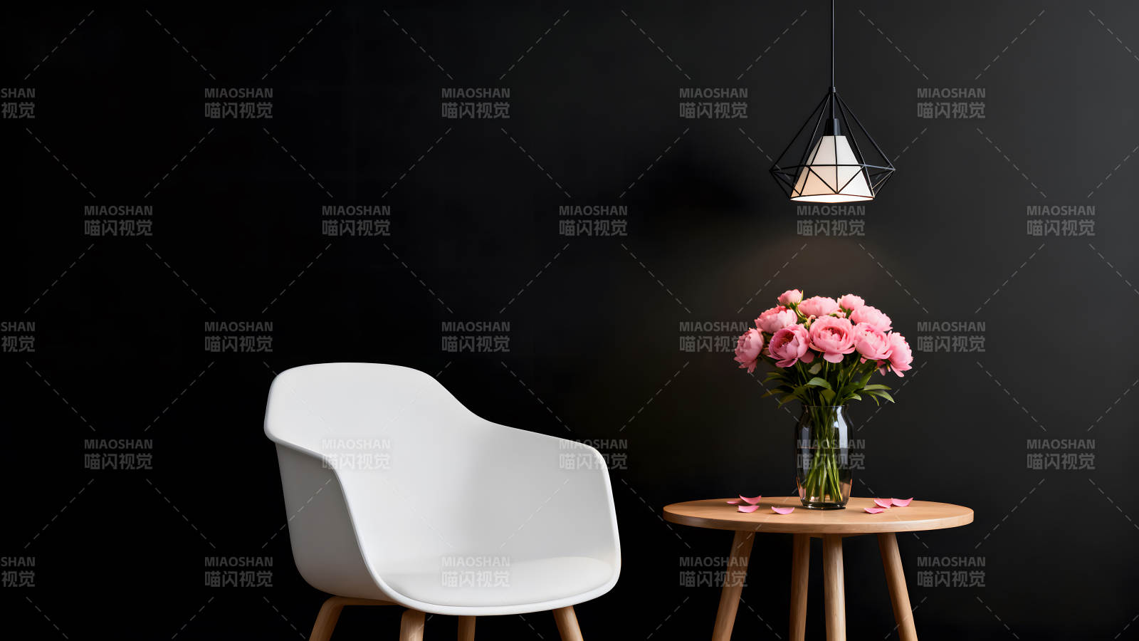 简约风格室内装饰粉色花束点缀图片