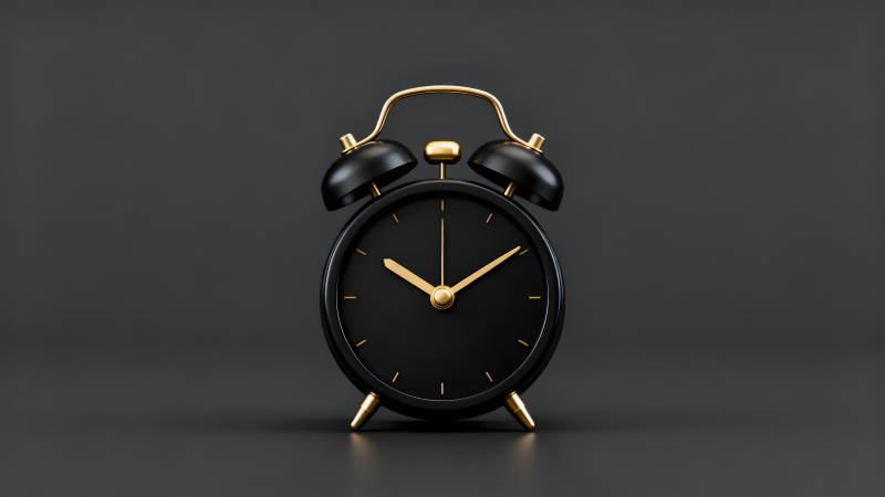 黑色闹钟金色细节简约时尚-图片