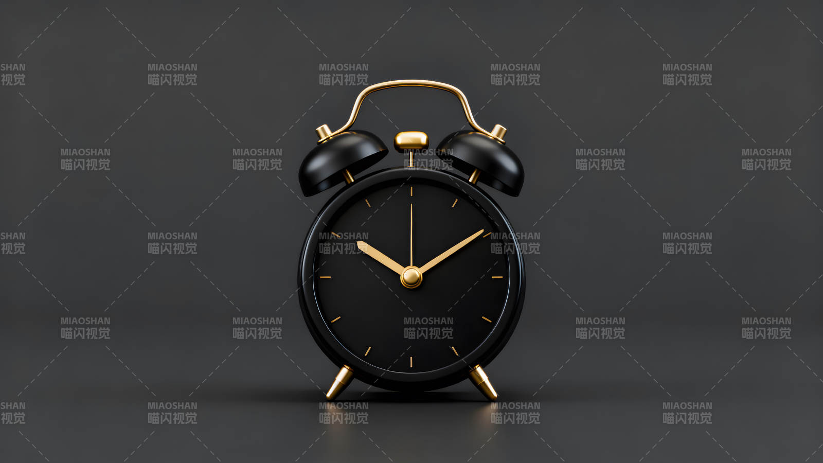黑色闹钟金色细节简约时尚-图片