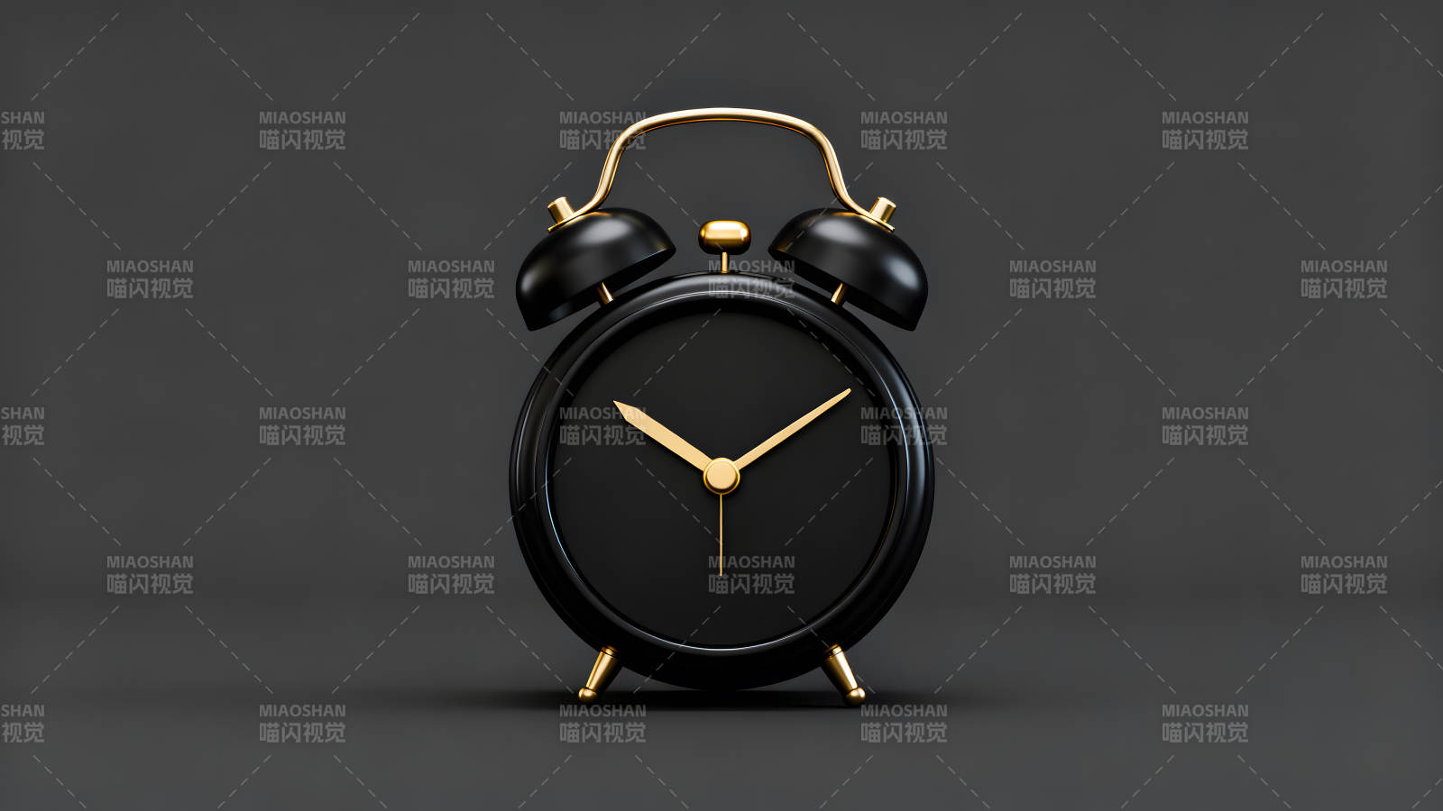 黑色闹钟金边设计图片