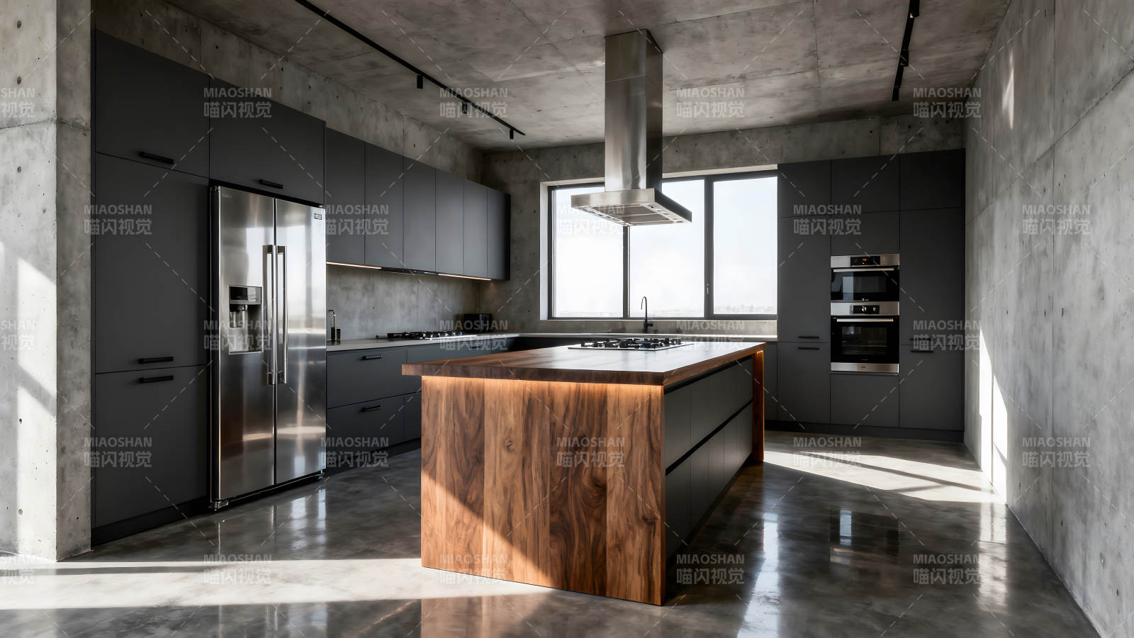 现代简约风格的混凝土厨房设计图片