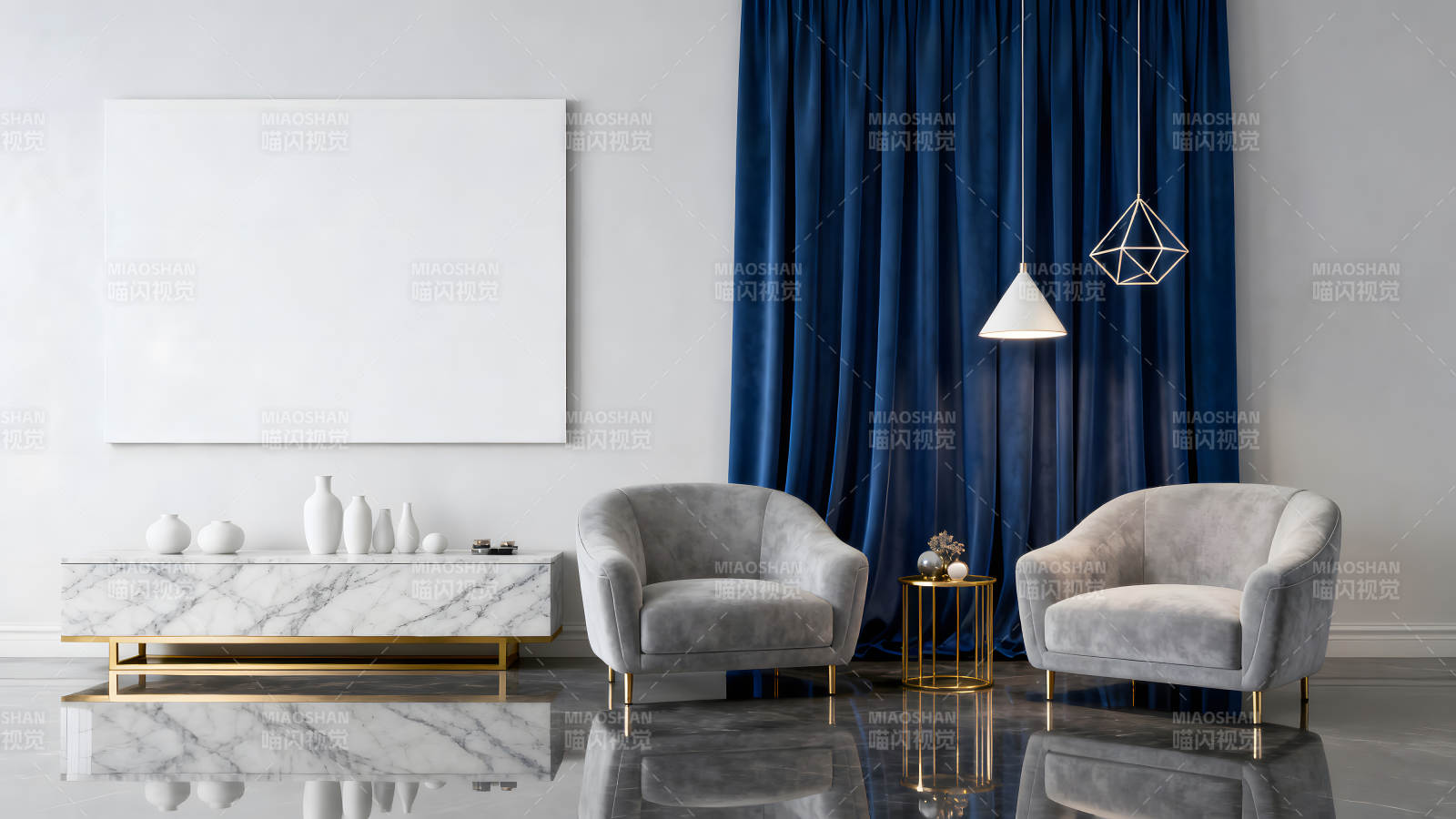 現代簡約風格客廳室內設計-圖片