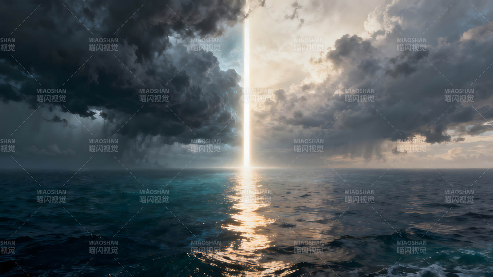 天空之光照亮海洋圖片