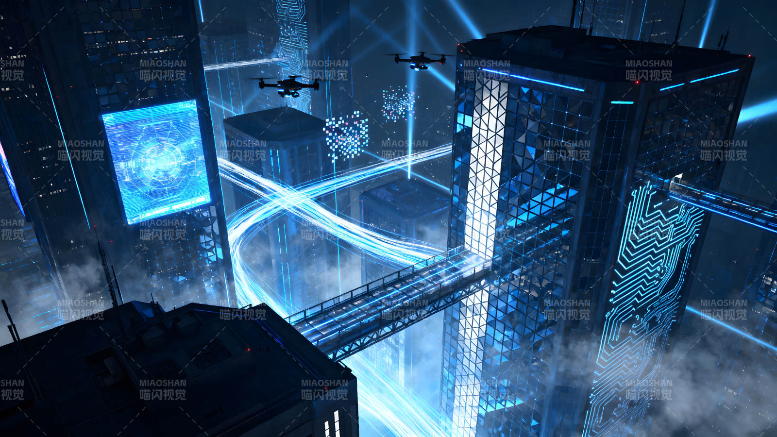 未来城市夜景科技感十足-图片