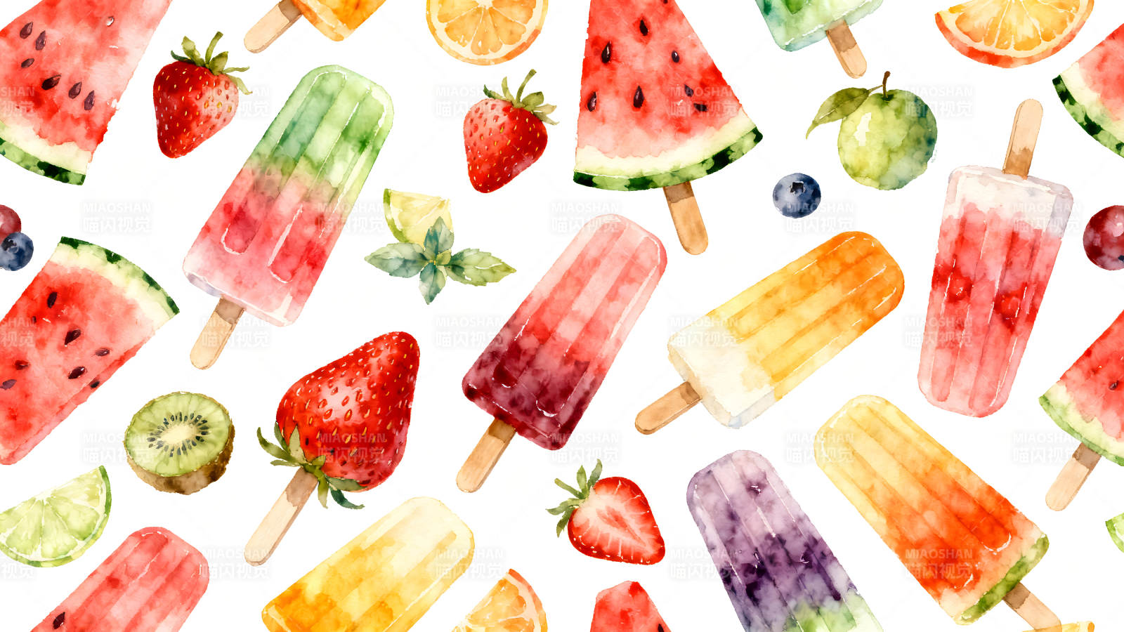 夏日繽紛水果冰棍圖案-圖片