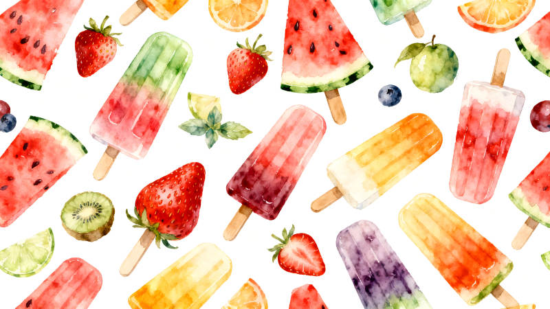 夏日繽紛水果冰棍圖案-圖片
