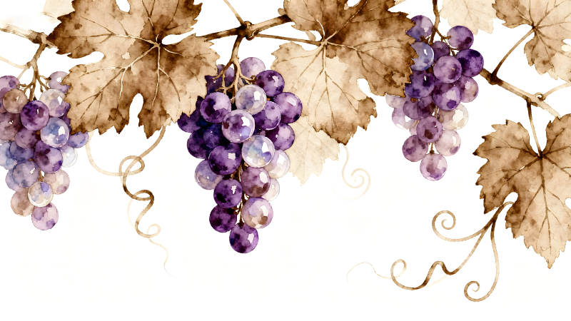 葡萄藤水彩画唯美意境-图片
