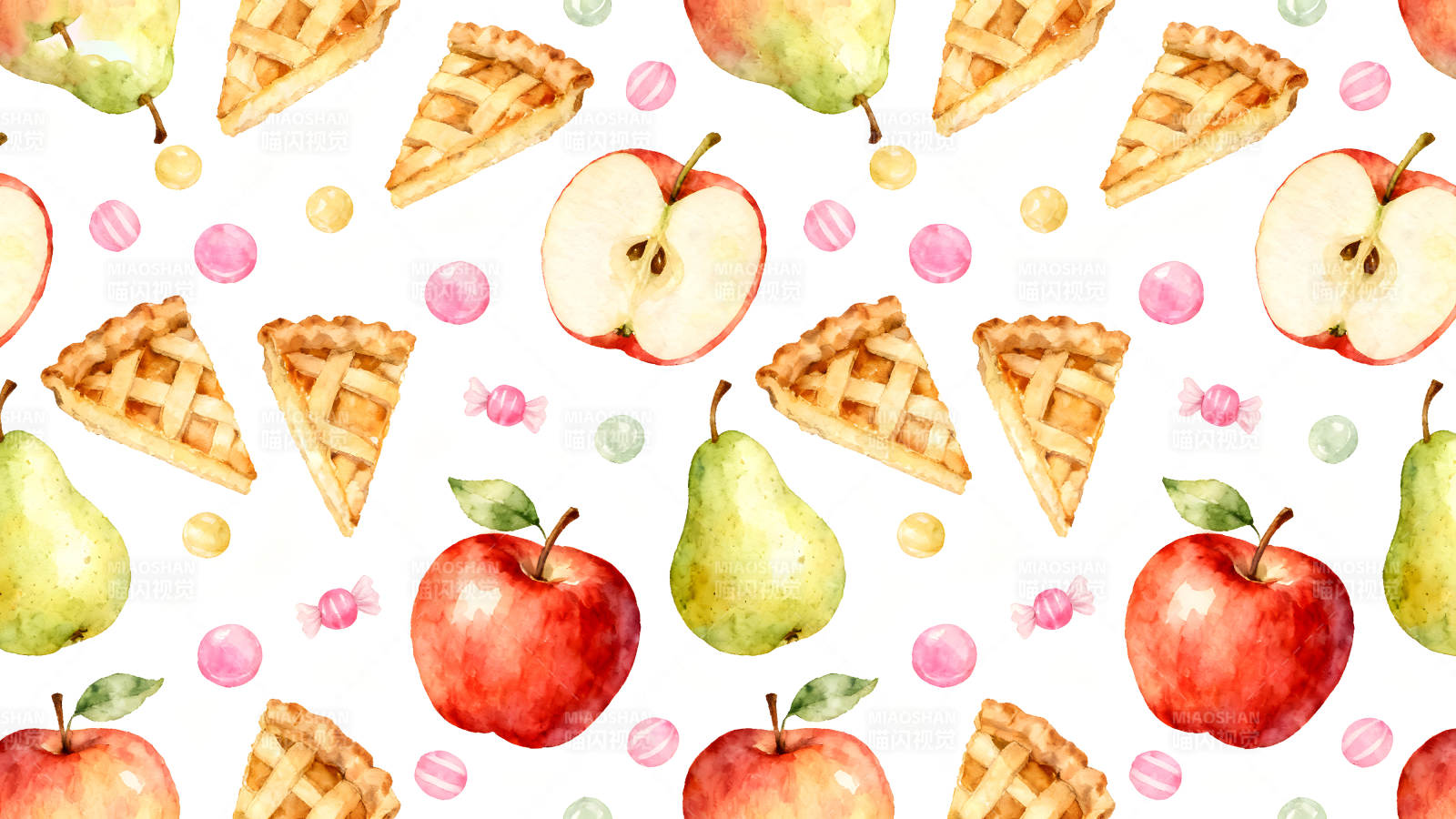 水果甜点图案的无缝背景-图片