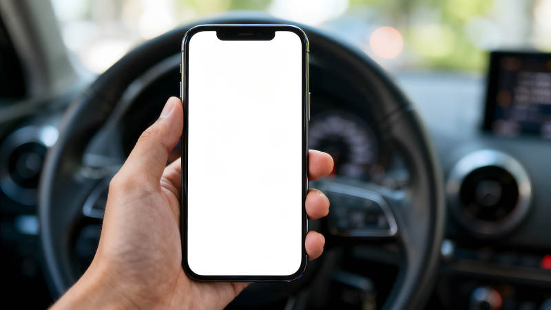 手持手机在车内拍摄场景-图片