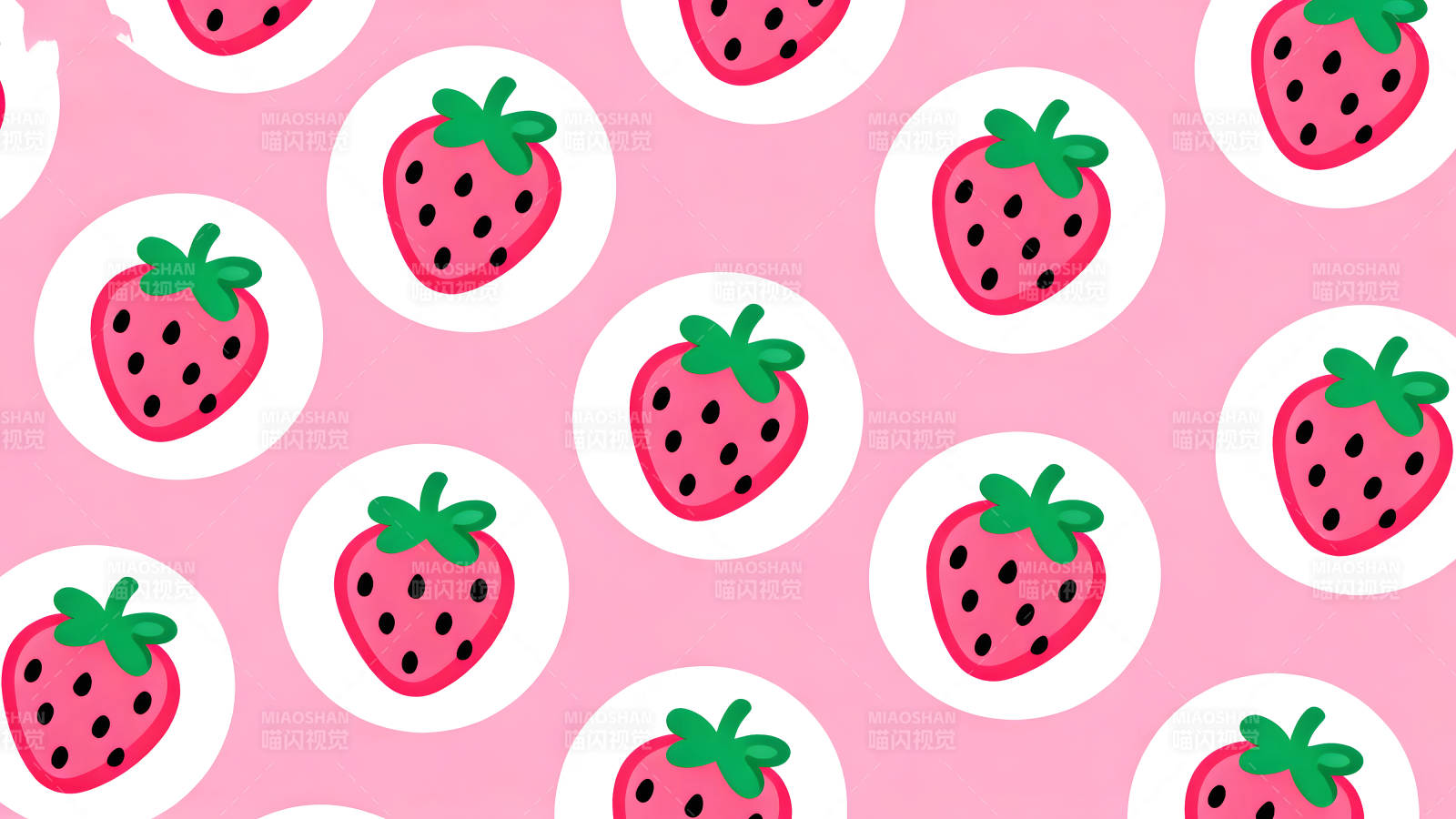草莓图案组成的可爱背景图片