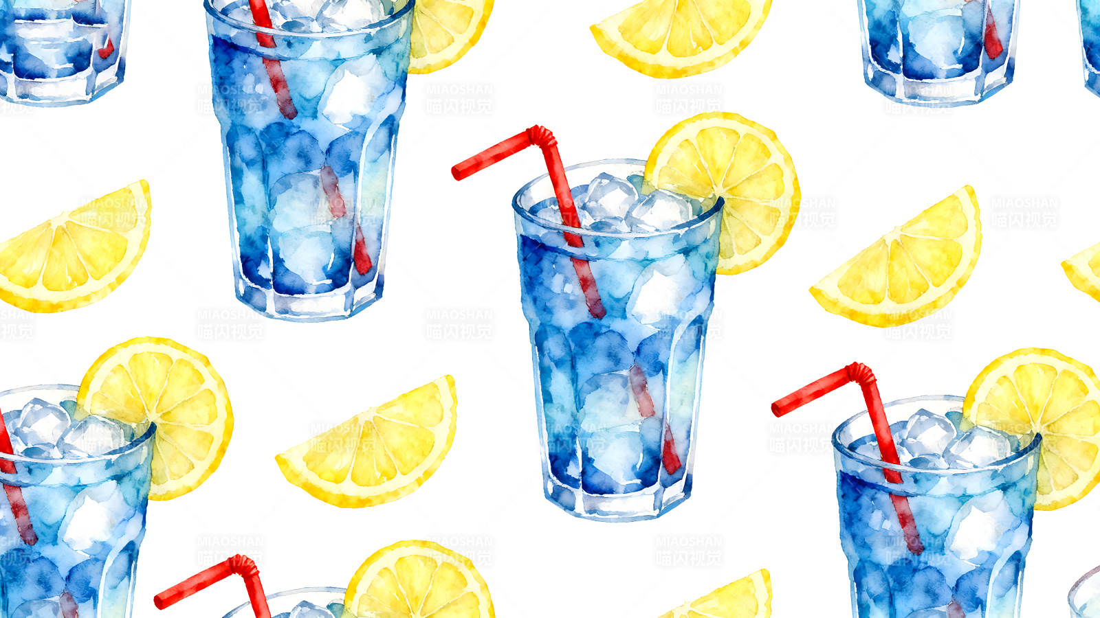 水彩柠檬饮料图案图片