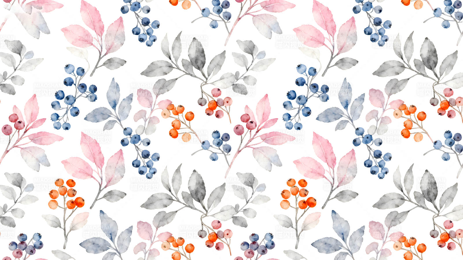 水彩风格的花卉图案设计-图片