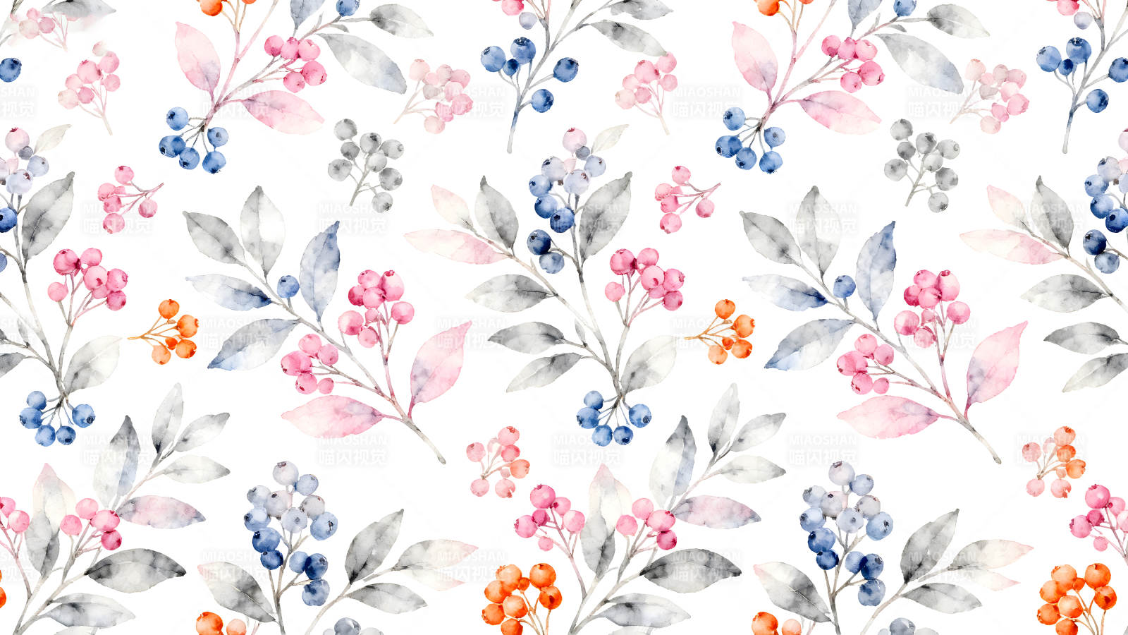 水彩花卉無縫背景設計圖片