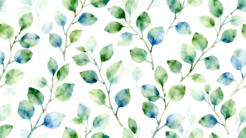 水彩植物图案白底清新自然-图片